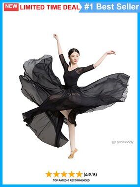 Long Chiffon Ballet Dance Skirt Flowy Lyrical Backless Leotard Costume